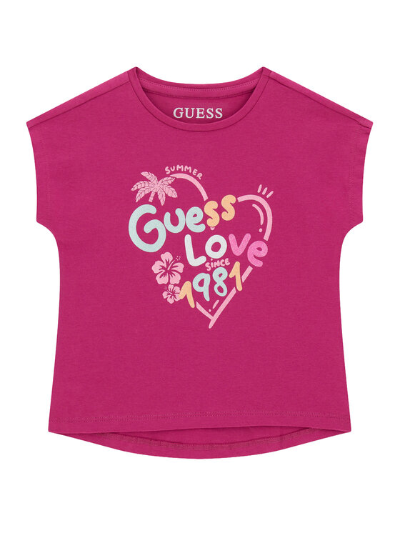 Guess Guess Majica K6GI03 K6YW4 Temno rožnata Regular Fit