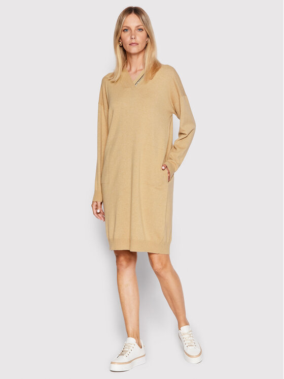 Peserico Peserico Sukienka dzianinowa S92197F12K Beżowy Relaxed Fit