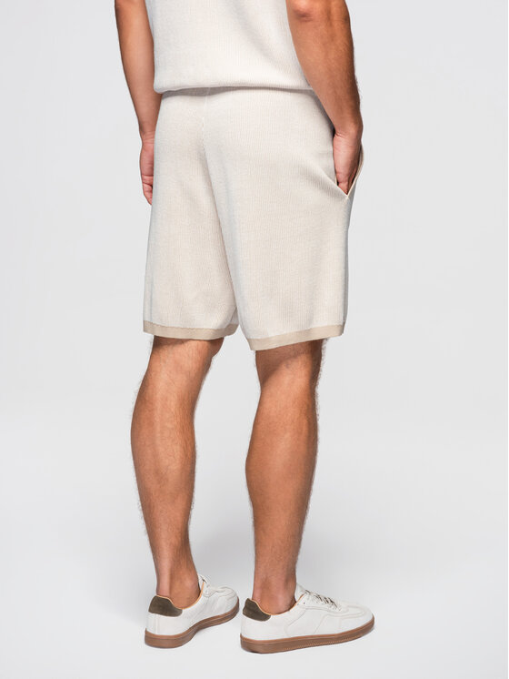 Ombre Ombre Szorty materiałowe OM-SRCS-0202 Beżowy Regular Fit