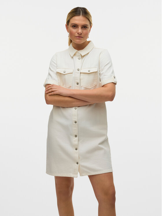 Vero Moda Vero Moda Džínové šaty Jennie 10309665 Bílá Regular Fit
