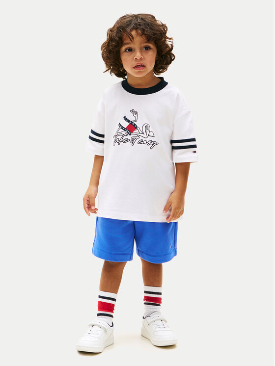 Tommy Hilfiger Set tricou și pantaloni scurți Wavy Flag KB0KB10410 Colorat Regular Fit