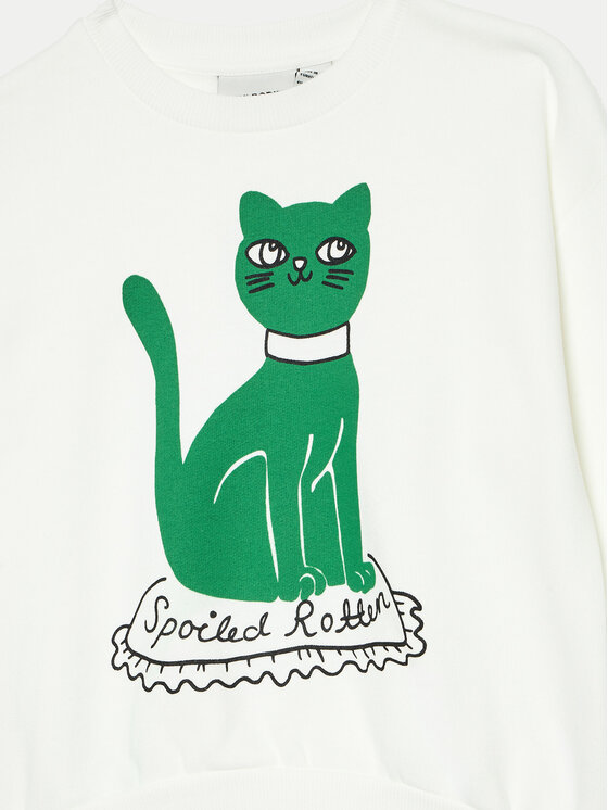MINI RODINI Mini Rodini Felpa Cat 2472012110 Bianco Regular Fit