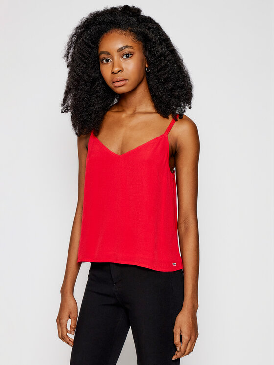 Tommy Jeans Tommy Jeans топ Tjw Cami DW0DW09772 Червен Regular Fit