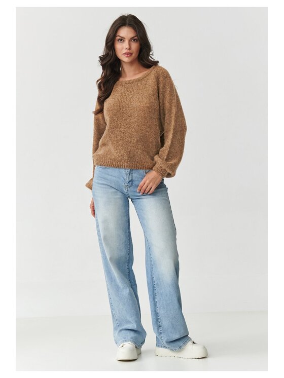 Makadamia Makadamia Sweter S168 Brązowy Boxy Fit