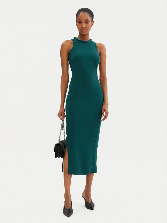 PINKO PINKO Koktejlové šaty 104093 A23V Zelená Slim Fit