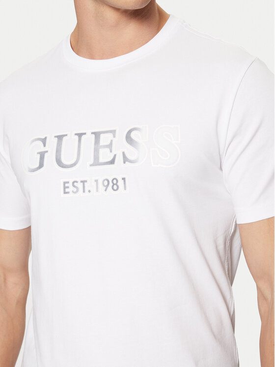 Guess Guess Tričko M5RI12 J1314 Biela Slim Fit