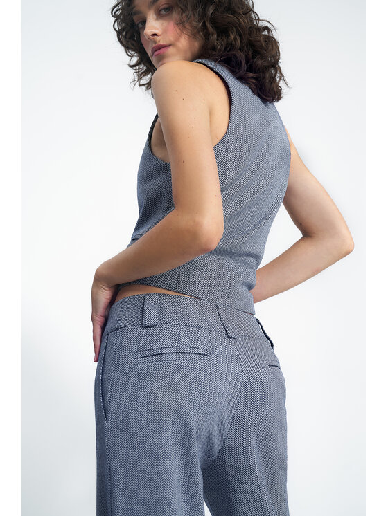 NIFE NIFE Kalhoty z materiálu SD82 Tmavomodrá Wide Leg