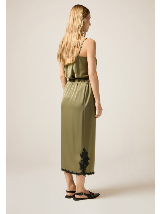 Oltre Oltre Spódnica midi 1008J000304N035 Zielony Regular Fit
