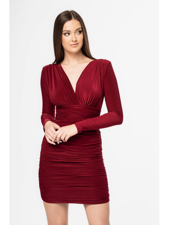 Aurora Aurora Sukienka Adria Bordowy Slim Fit