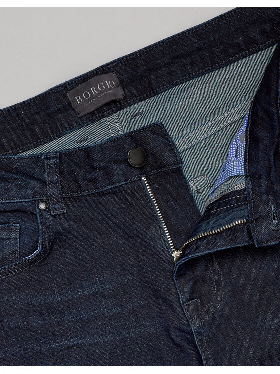 Borgio Borgio Jeansy paterno Granatowy Classic Fit