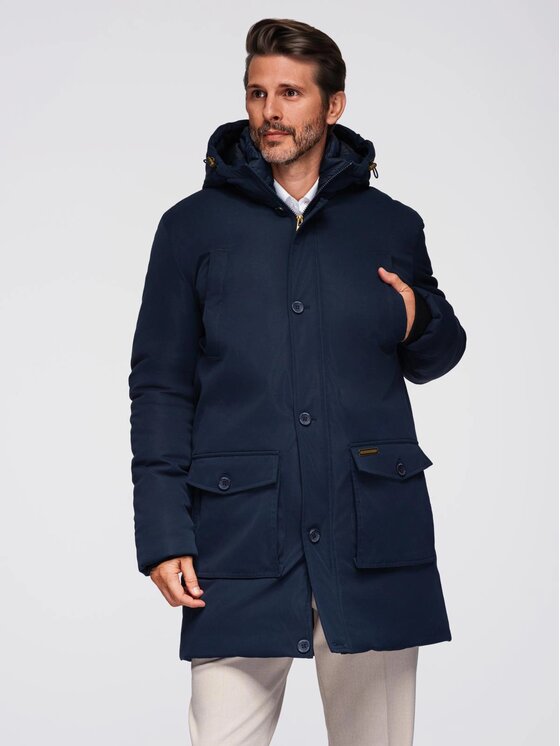Ombre Ombre Parka OM-JAPJ-0287 Granatowy Regular Fit