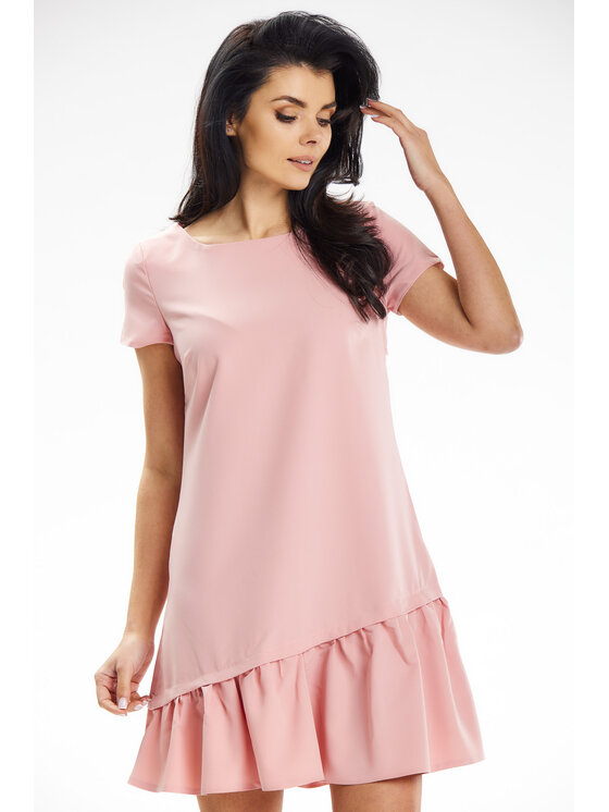 Awama Awama Sukienka letnia A644 Różowy Basic Fit