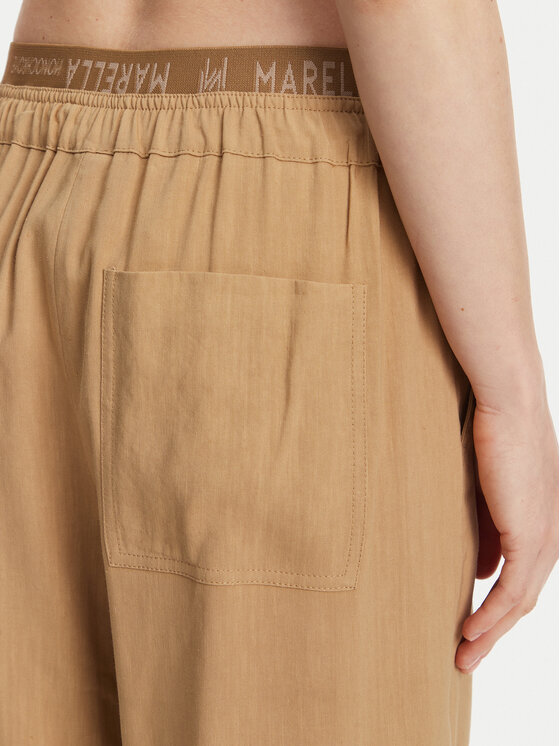 Marella Marella Medžiaginės kelnės Fred 2513131085 Smėlio Wide Leg