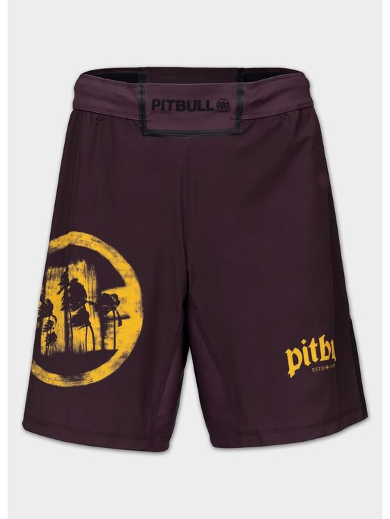 PITBULL PITBULL Szorty sportowe LOGO PALMS Brązowy Regular Fit