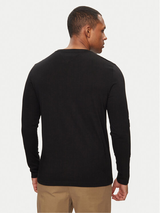 Tommy Hilfiger Tommy Hilfiger Longsleeve Logo Tee MW0MW09096 Negru Regular Fit