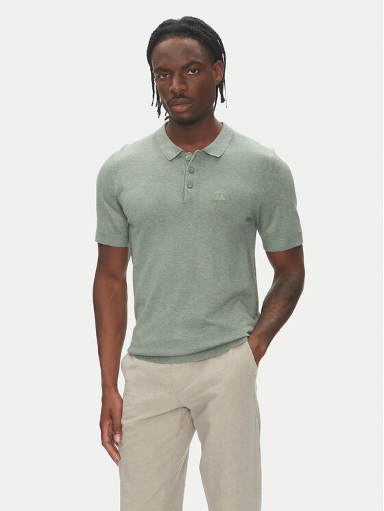 Lindbergh Lindbergh Тениска с яка и копчета 30-800159 Зелен Slim Fit