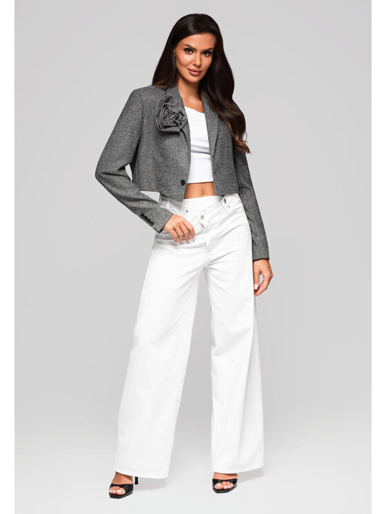 Ombre Ombre Marynarka LW-BLZB-0100 Szary Regular Fit