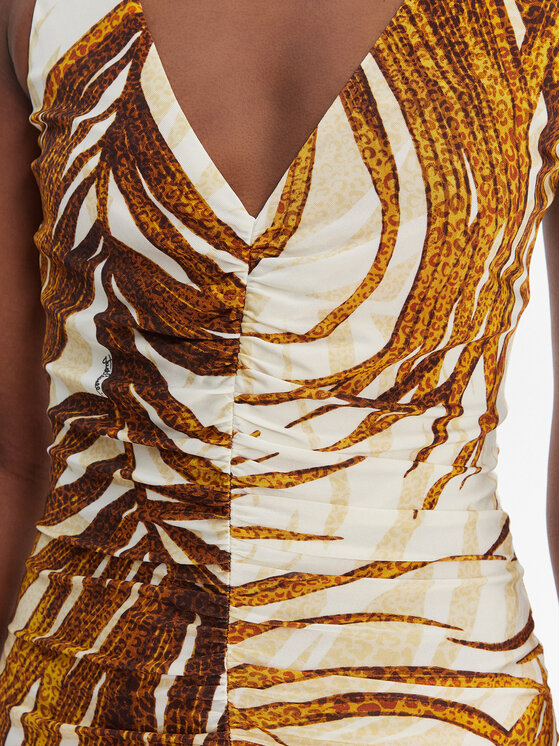 Just Cavalli Just Cavalli Koktejlové šaty 80PAO9A7 JS560 Béžová Slim Fit