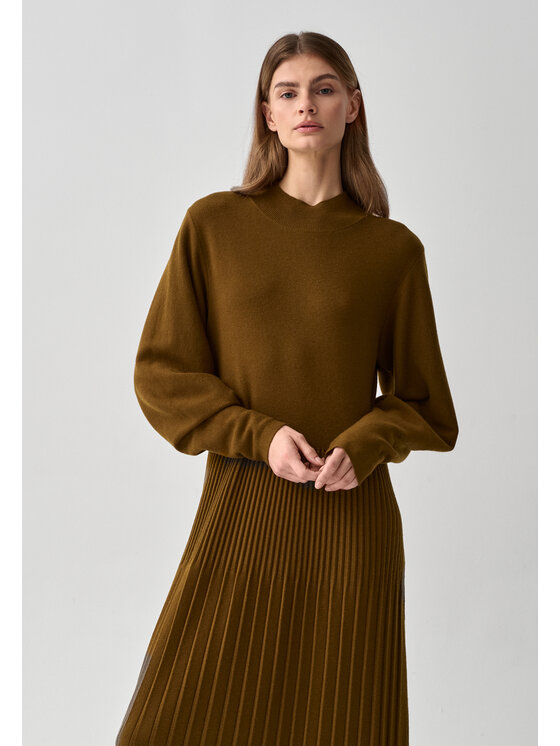 TATUUM TATUUM Sukienka dzianinowa LUNA Khaki A-Line Fit