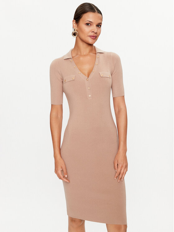 Guess Guess Ежедневна рокля W3YK45 Z2YN2 Бежов Bodycon Fit