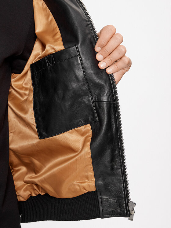 Just Cavalli Just Cavalli Μπουφάν δερμάτινο 75OAVP01 Μαύρο Regular Fit