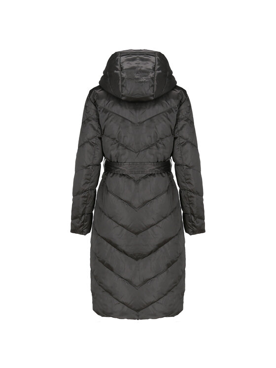 Perso Perso Zimní kabát wiązany puchowy Černá Slim Fit