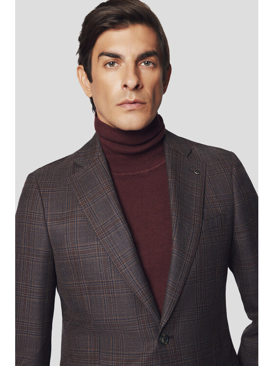 Lancerto Lancerto Marynarka Largo MA073224000003 Brązowy Slim Fit