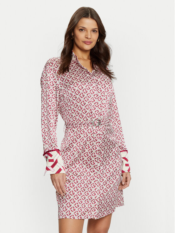 Guess Guess Rochie tip cămașă W5RK40 WF1T2 Roz Regular Fit