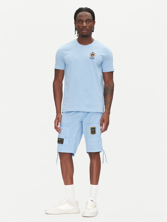 Aeronautica Militare Aeronautica Militare Pantaloncini di tessuto 251BE041CT1122 Celeste Regular Fit