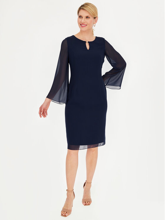 Potis & Verso Potis & Verso Sukienka elegancka Gabriella Granatowy Slim Fit