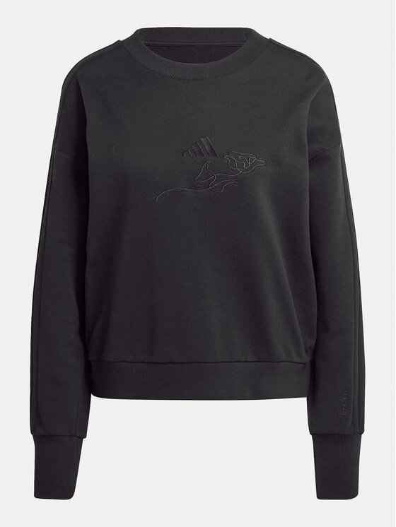 adidas adidas Majica dugih rukava ALL SZN French Terry 3-Stripes JI9100 Crna Loose Fit