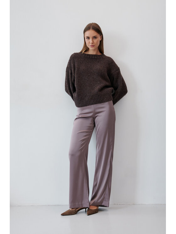 Fobya Fobya Sweter F2055 Brązowy Basic Fit