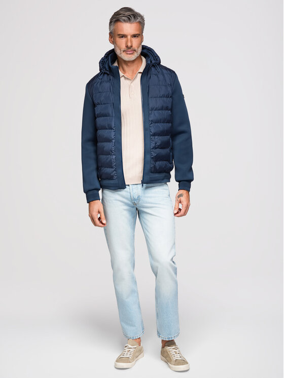 Ombre Ombre Kurtka przejściowa OM-JALP-0298 Granatowy Regular Fit
