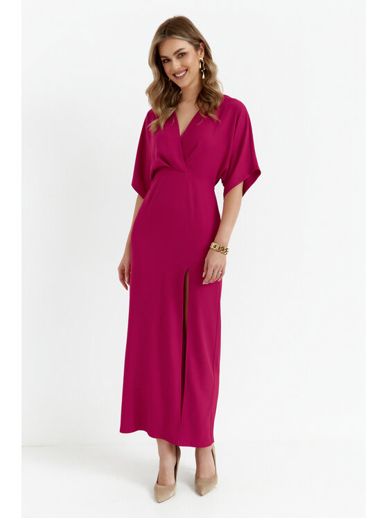 Makover Makover Sukienka codzienna K163 Czerwony Modern Fit
