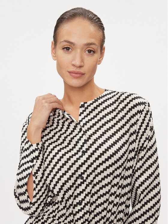 Tommy Hilfiger Tommy Hilfiger Sukienka codzienna Zigzag Waisted Midi Dress WW0WW41157 Biały Regular Fit