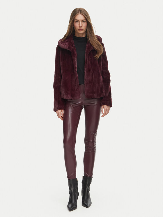 Guess Guess Кожено палто W0BL0N WDCH0 Бордо Regular Fit