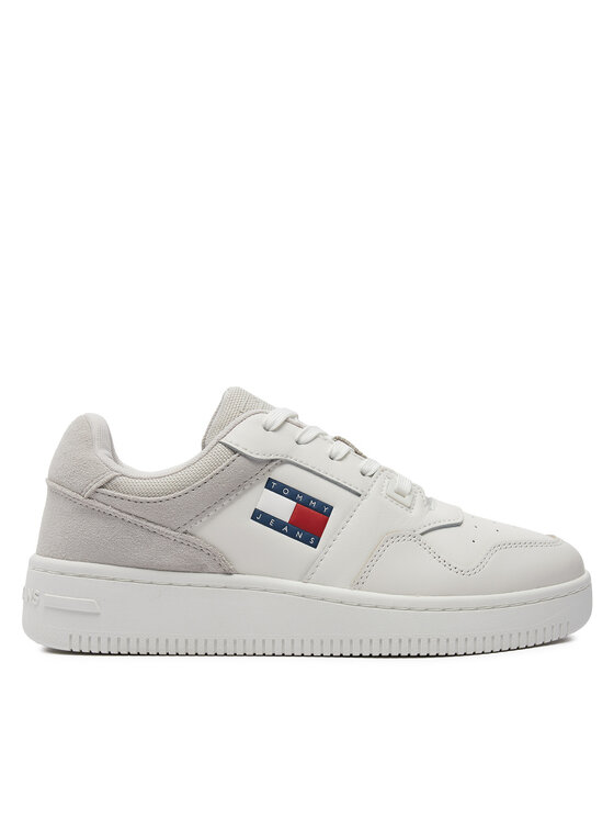 Sneakers Tommy Jeans Retro Basket Mix Media EN0EN02653 Alb