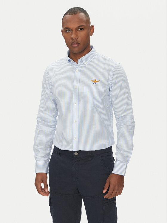 Aeronautica Militare Aeronautica Militare Marškiniai 251CA1277CT3532 Balta Regular Fit