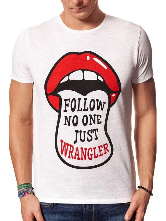 Wrangler Wrangler T-shirt FESTIVAL TEE Beige Regular Fit