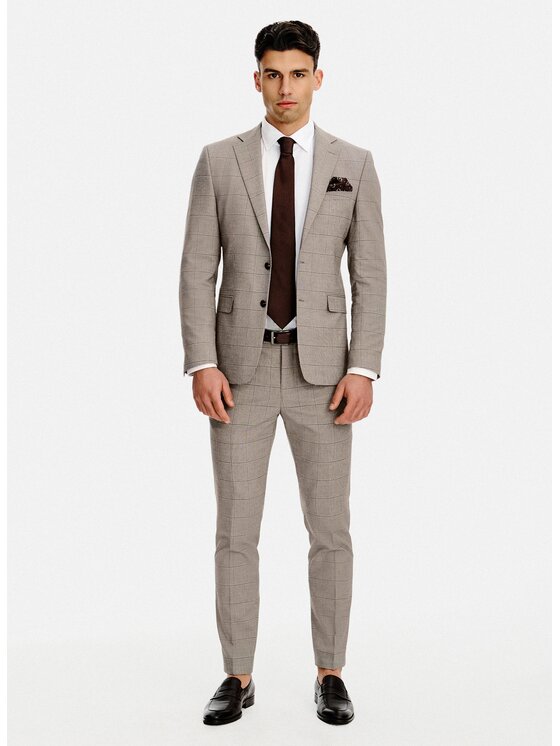 Pako Lorente Pako Lorente Spodnie garniturowe P26SF-6G-020 Brązowy Slim Fit