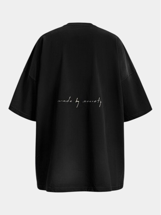 MADE BY SOCIETY MADE BY SOCIETY T-Shirt Tricou OLIVE SCHEMATIC - T17102 Czarny Basic Fit