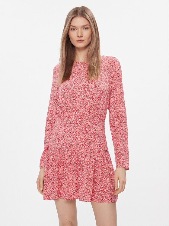 Pepe Jeans Každodenné šaty Britney PL953446 Červená Slim Fit