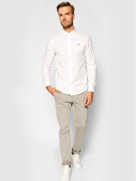 Tommy Jeans Marškiniai Oxford DM0DM09594 Balta Slim Fit • Modivo.lt