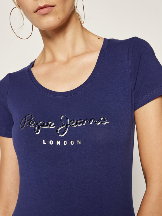 Pepe Jeans Pepe Jeans Marškinėliai PL504034 Tamsiai mėlyna Regular Fit