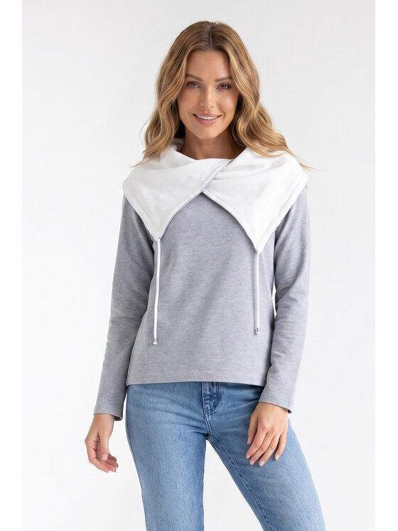 FIGL FIGL Mikina M1365 Sivá Regular Fit