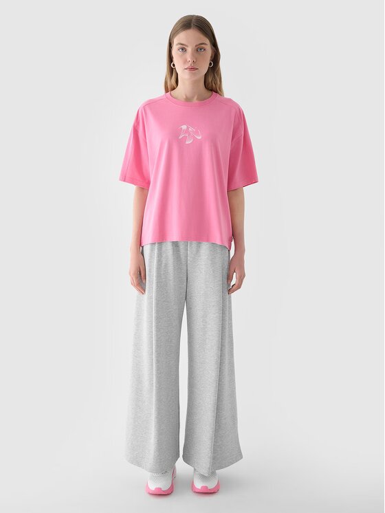 4F 4F T-Shirt 4FRAW24TTSHF2582-54S Różowy Oversize