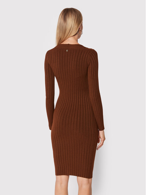 Vestito di maglia W2BK28 Z2V42 Marrone Slim Fit