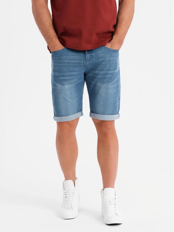 Ombre Ombre Szorty jeansowe OM-SRDS-0164 Niebieski Regular Fit