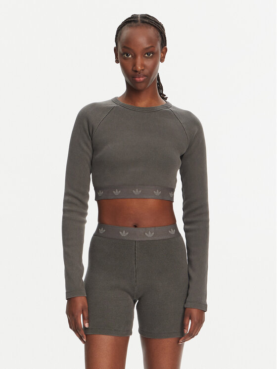adidas adidas Blúzka Ribbed JD0014 Čierna Slim Fit