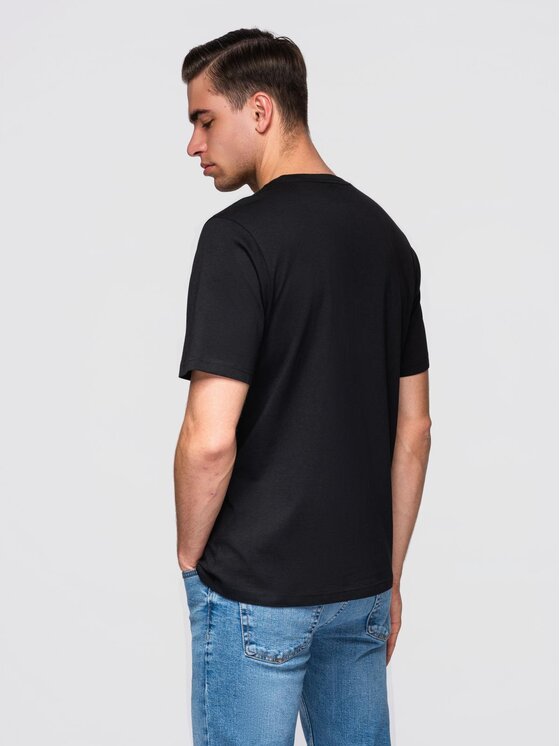 Ombre Ombre T-Shirt OM-TSPT-0258 Czarny Regular Fit